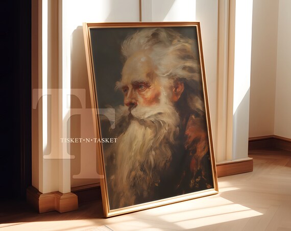 Old Bearded Man Oil Portrait Vintage Painting Portrait Art Print