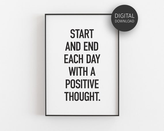 Think Positive Inspirational Quote Art Print for Office