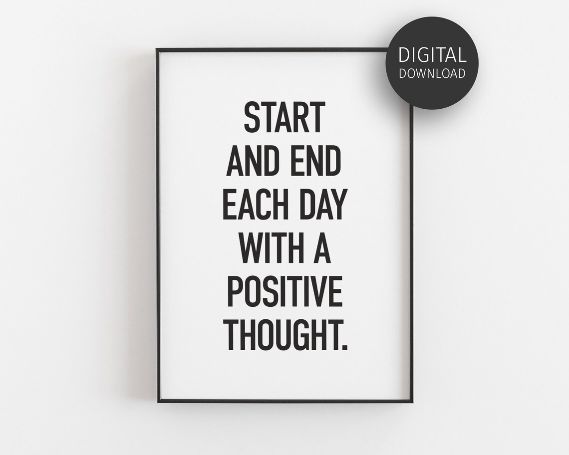 Think Positive Inspirational Quote Art Print for Office