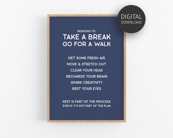 Reasons To Take A Break Go For A Walk Navy Self Care Wall Art