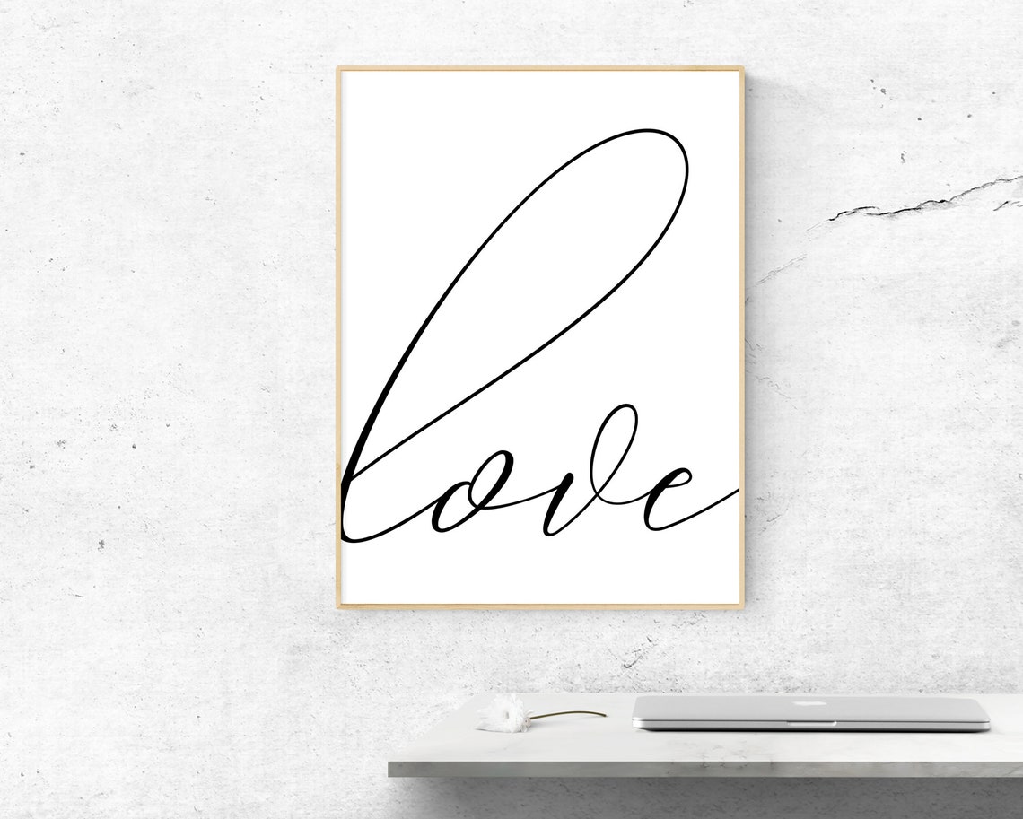 Love Script Calligraphy Art Print Romantic Home Decor Wedding Gift - Image 2