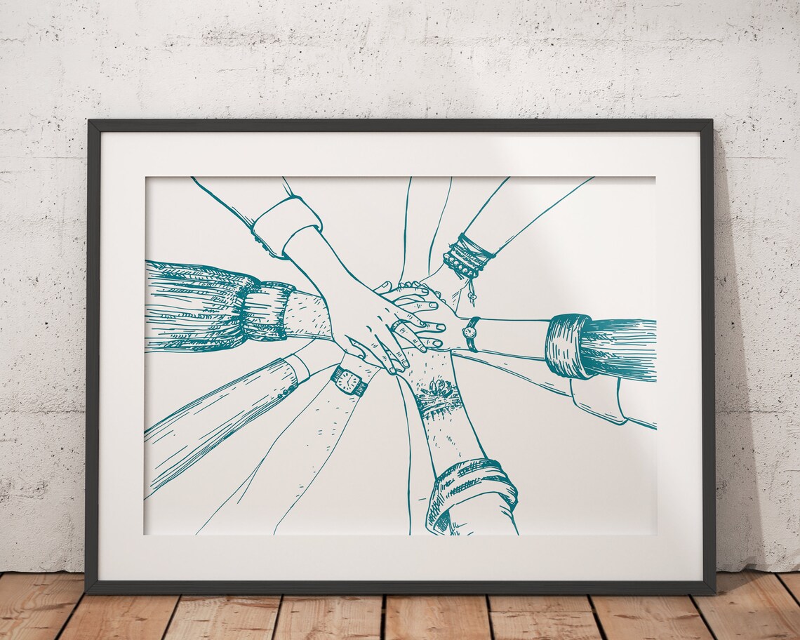 Navy Blue Teamwork Office Decor Art Print - Image 2