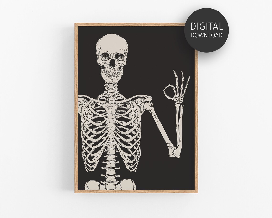 Skeleton Halloween Humour Poster, Spooky Decor