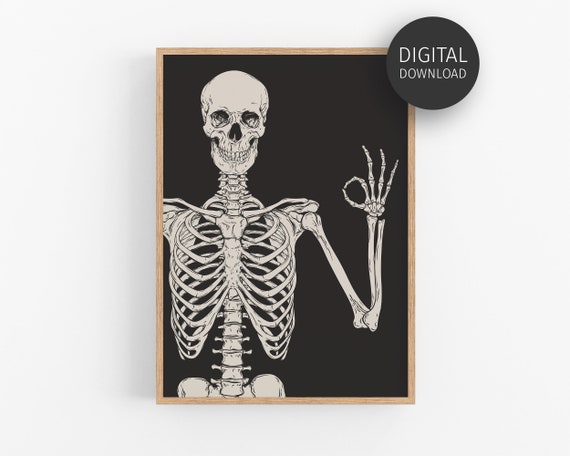 Skeleton Halloween Humour Poster, Spooky Decor