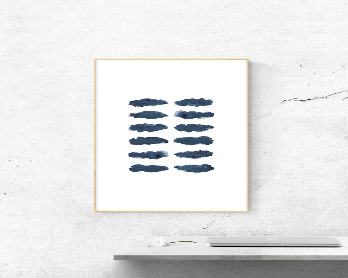 Blue Abstract Watercolour Art Print, Modern Minimalist - Image 3
