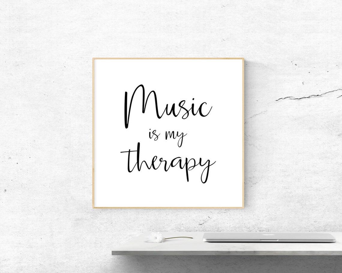 Music Is My Therapy Calligraphy Script Music Lovers Quote Poster - Image 3