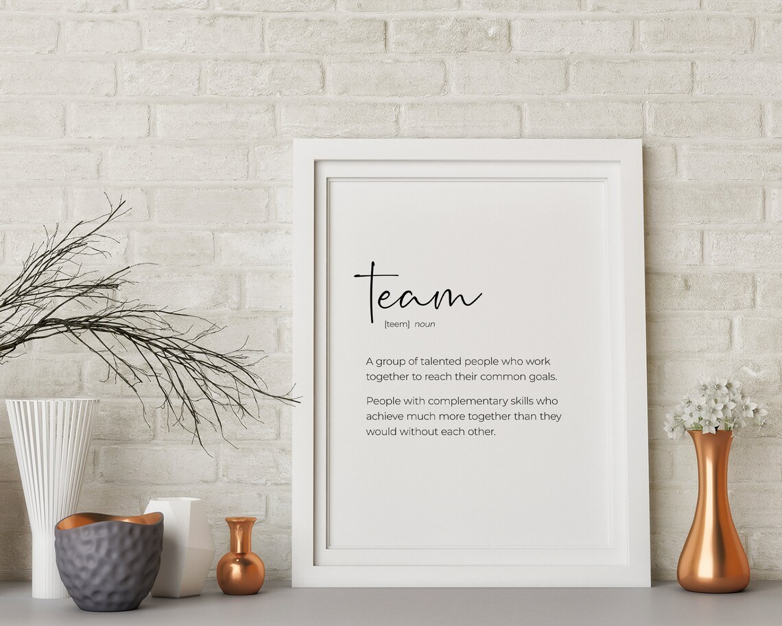 Team Definition Poster, Office Teamwork Quote Print - Image 2
