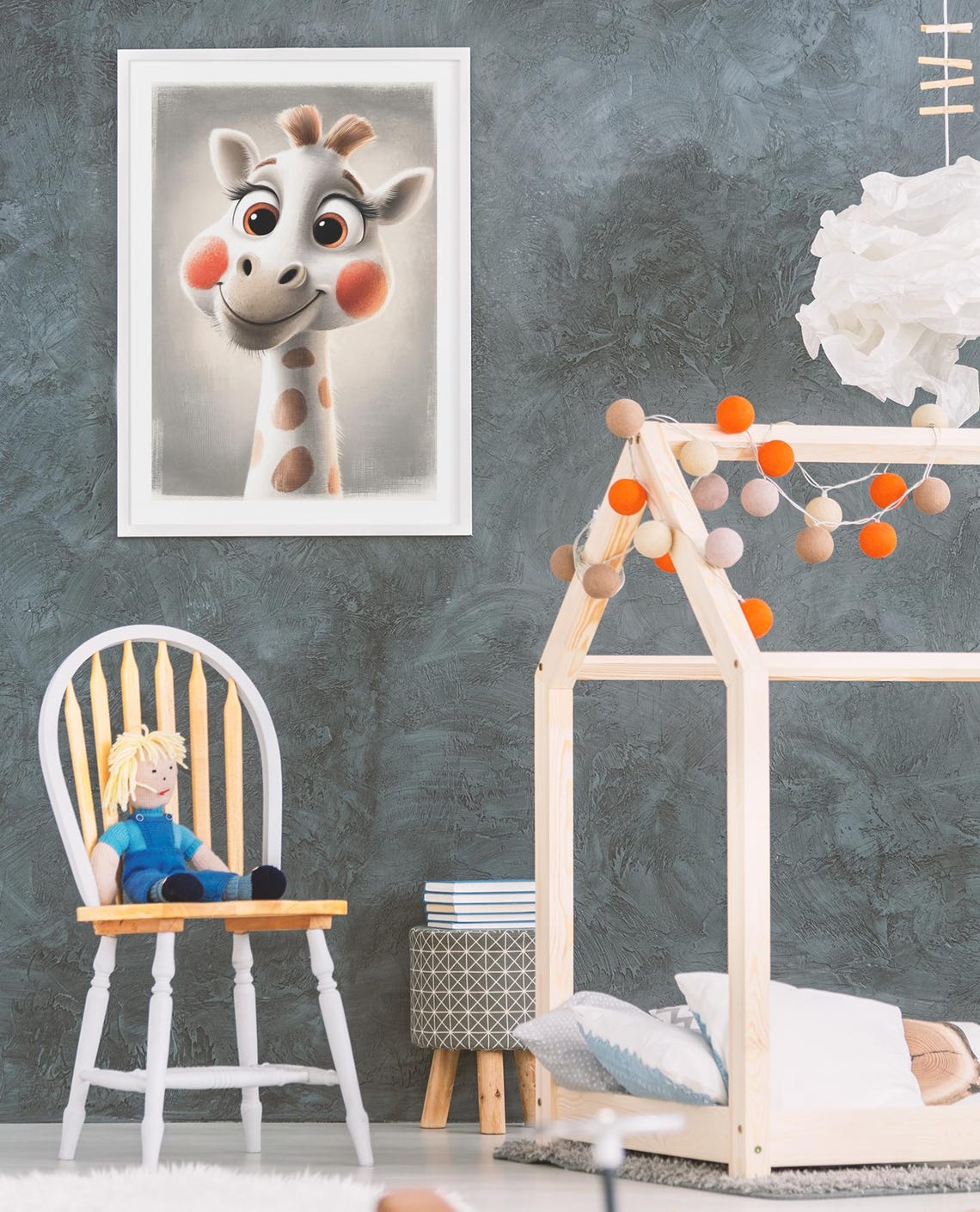 Adorable Smiling Baby Giraffe Portrait Nursery Animal Poster - Image 3