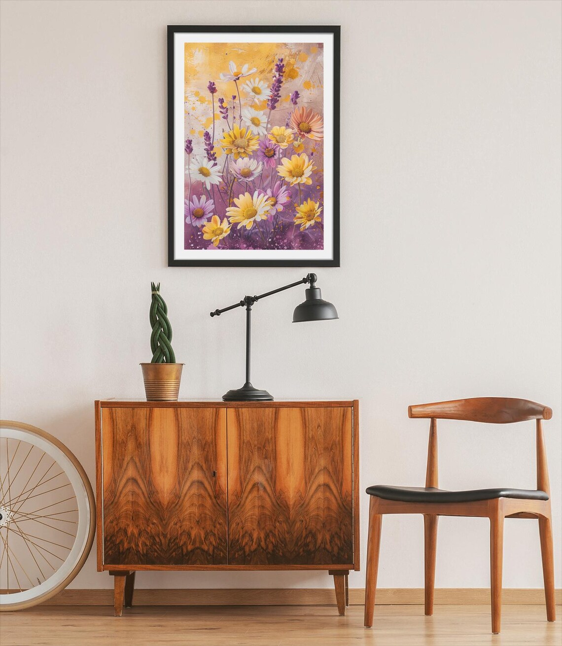 Daisy And Lavender Wildflowers Watercolor Floral Home Poster - Image 4