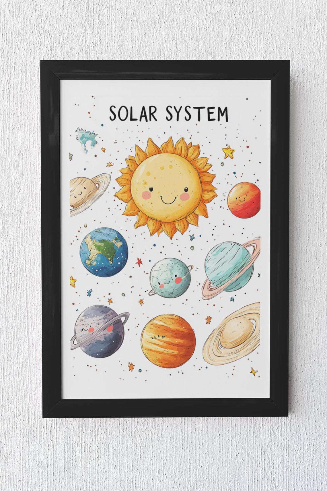 Cute Solar System Planets White Background Educational Kids Poster - Image 4