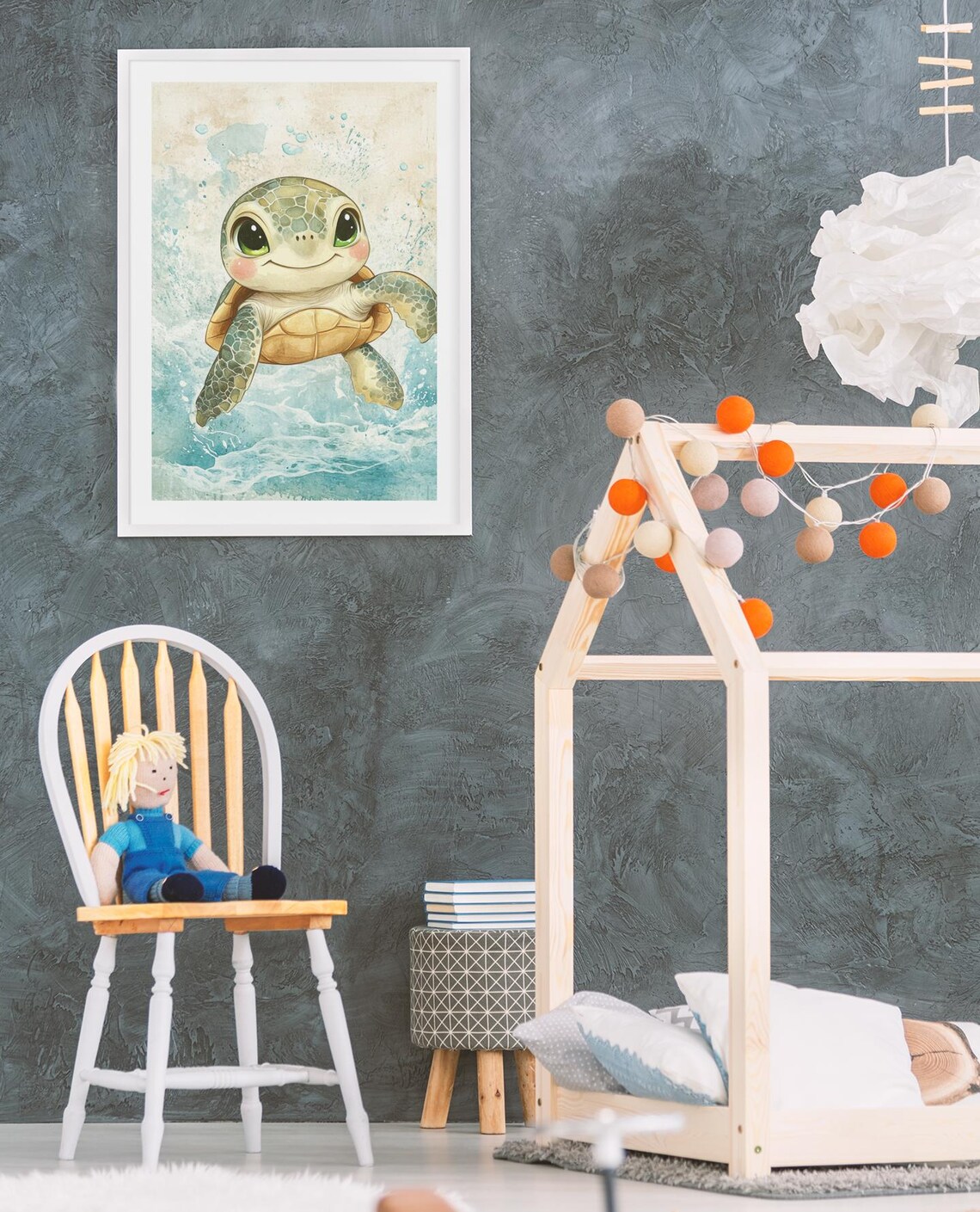Cute Baby Sea Turtle Watercolor Ocean Nursery Kids Animal Poster - Image 4