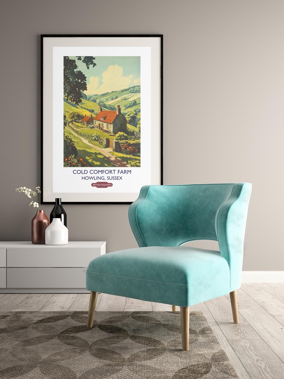 Cold Comfort Farm Howling Sussex Rolling Hills Farmhouse Vintage Poster - Image 2