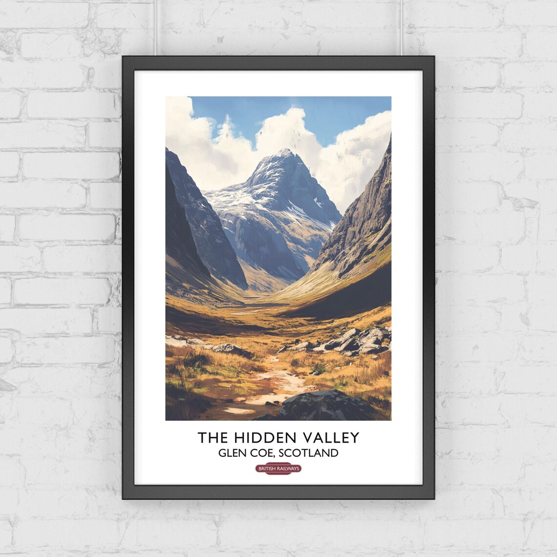 Glen Coe Scotland Hidden Valley Snowy Peaks Autumn Landscape Poster - Image 2