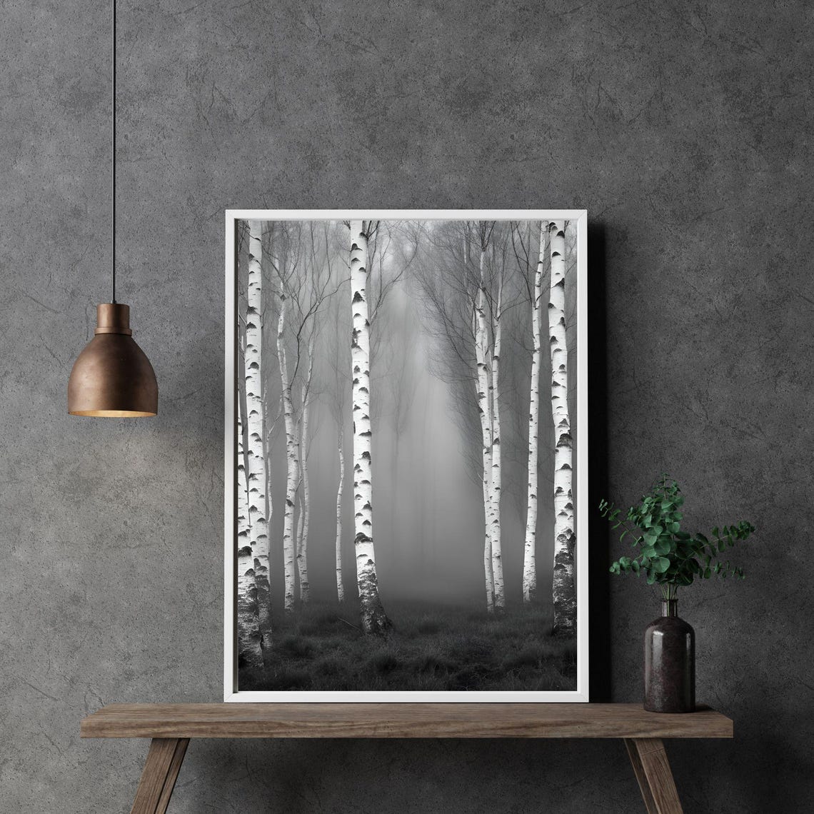 Birch And Fog Meditative Artwork Artwork Black And White Artwork Serene Art Nature Artwork Pod Art - Image 3