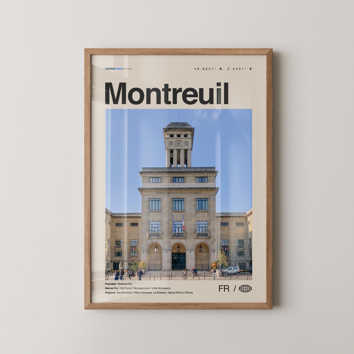 Montreuil Print Wall Art Poster Photo Dcor Map France