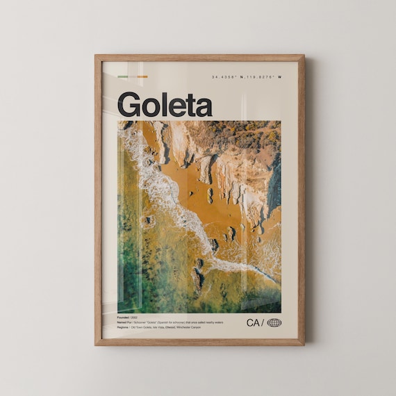 Goleta California Aerial Coastline Sandy Cliffs Photo Poster