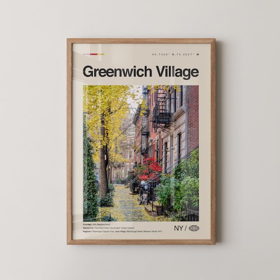 Greenwich Village New York Brownstone Autumn Street Travel Poster