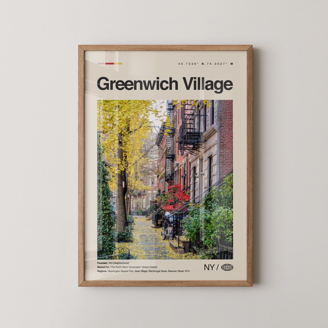 Greenwich Village New York Brownstone Autumn Street Travel Poster