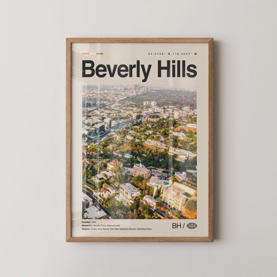 Beverly Hills Print Wall Art Poster Photo Rodeo Drive Gardens Park