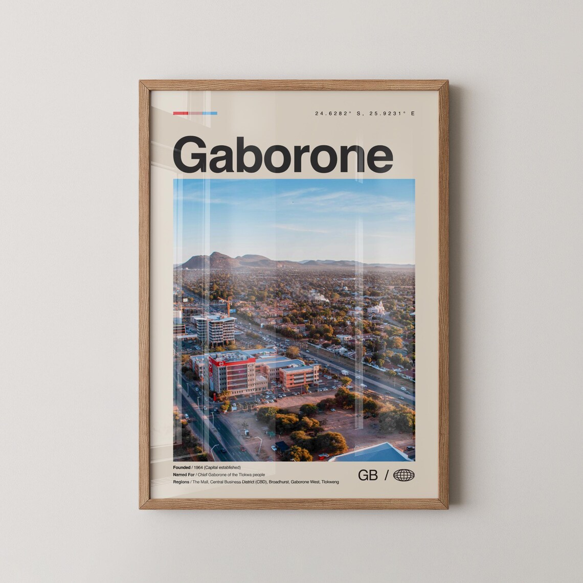 Gaborone Botswana City Aerial Sunset Minimalist Photo Poster