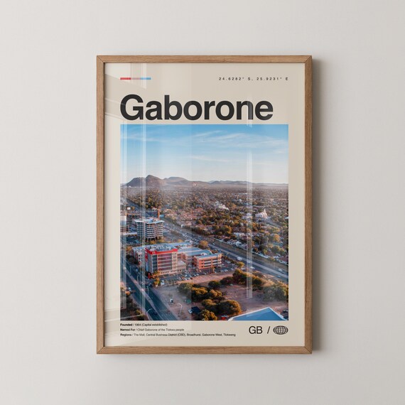 Gaborone Botswana City Aerial Sunset Minimalist Photo Poster