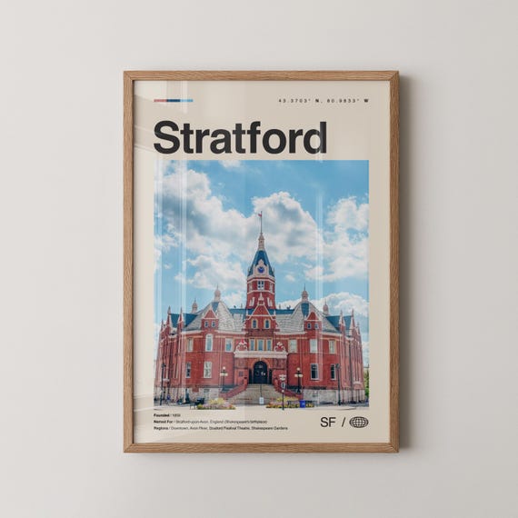 Stratford Print Canada Wall Art Poster Photo Dcor Map Ontario