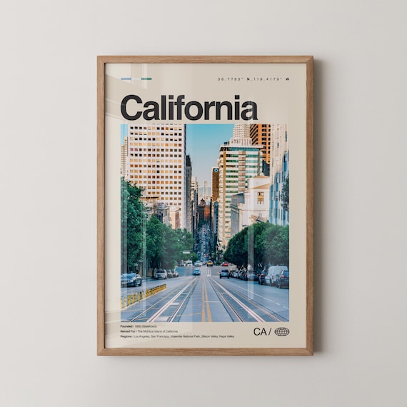 California San Francisco Street Cable Car Tracks City Travel Poster