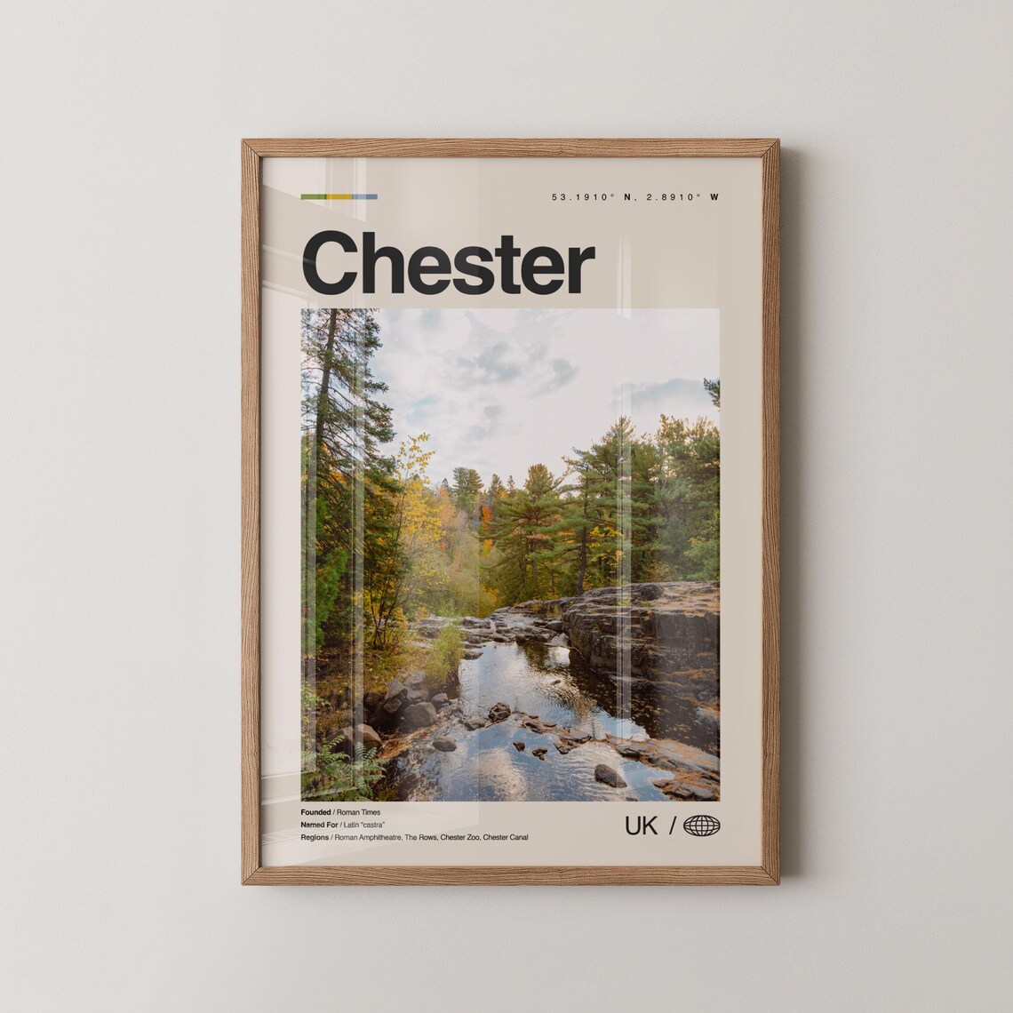 Chester UK Woodland Stream Autumn Forest Travel Photography Poster