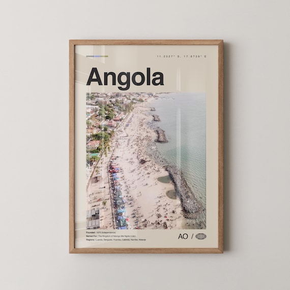 Angola Aerial Beach Photo Minimalist African Destination Travel Poster