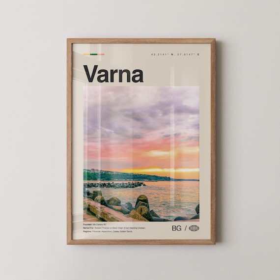 Varna Print Wall Art Poster Photo Dcor Map Bulgaria