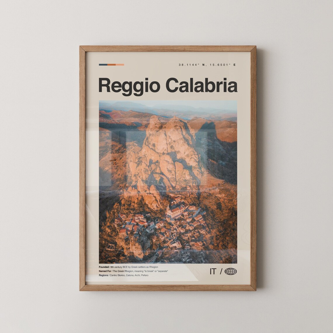 Reggio Calabria Print Art Poster Photo Wall Dcor Map
