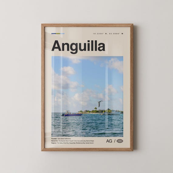 Anguilla Print Wall Art Poster Photo Map Caribbean