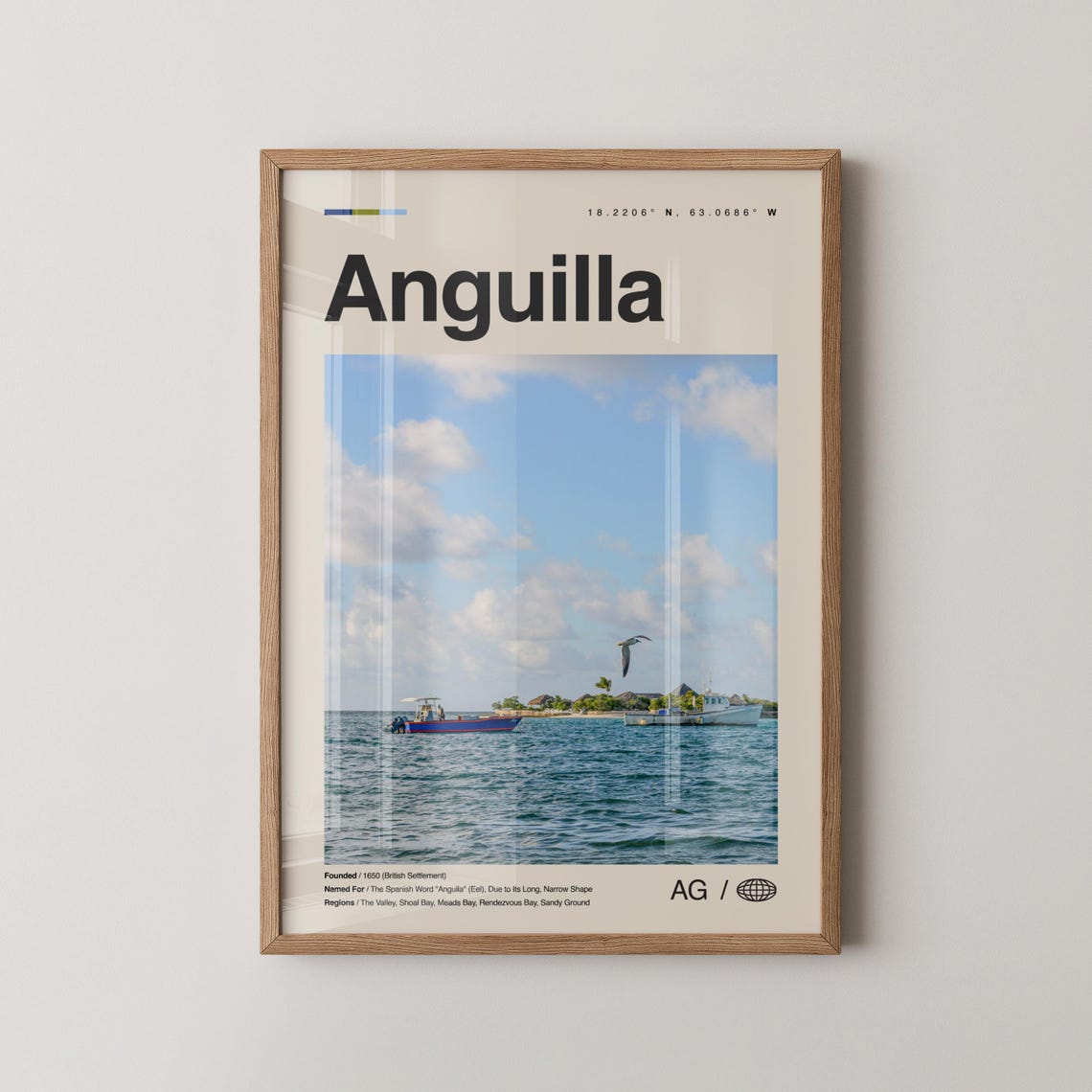 Anguilla Print Wall Art Poster Photo Map Caribbean