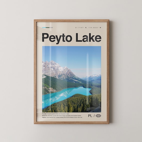Peyto Lake Banff Canada Turquoise Glacial Lake Mountains Poster