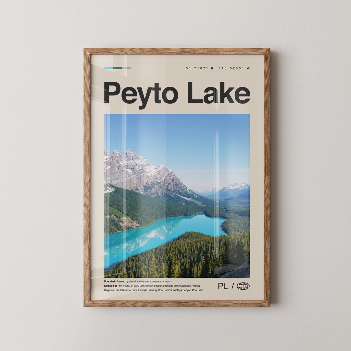 Peyto Lake Banff Canada Turquoise Glacial Lake Mountains Poster