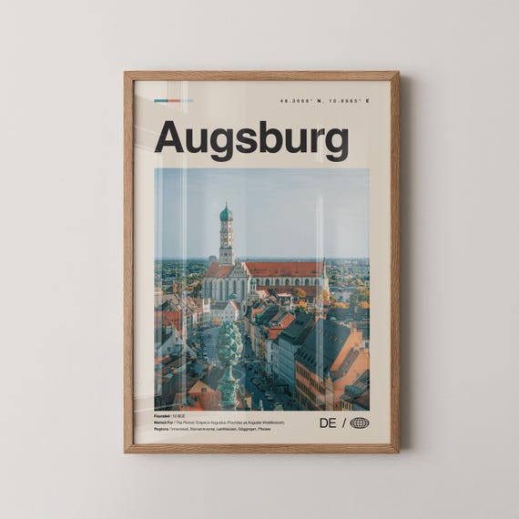 Augsburg Print Wall Art Poster Photo Dcor Map Germany