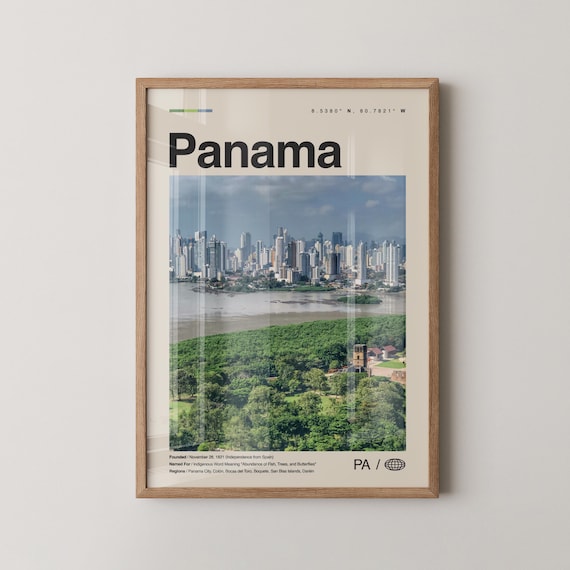 Panama City Skyline Waterfront Minimalist Photo Travel Poster
