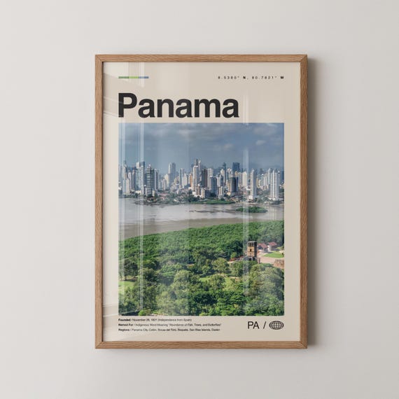 Panama Print No 2 Wall Art Poster Photo Decor Country Central America