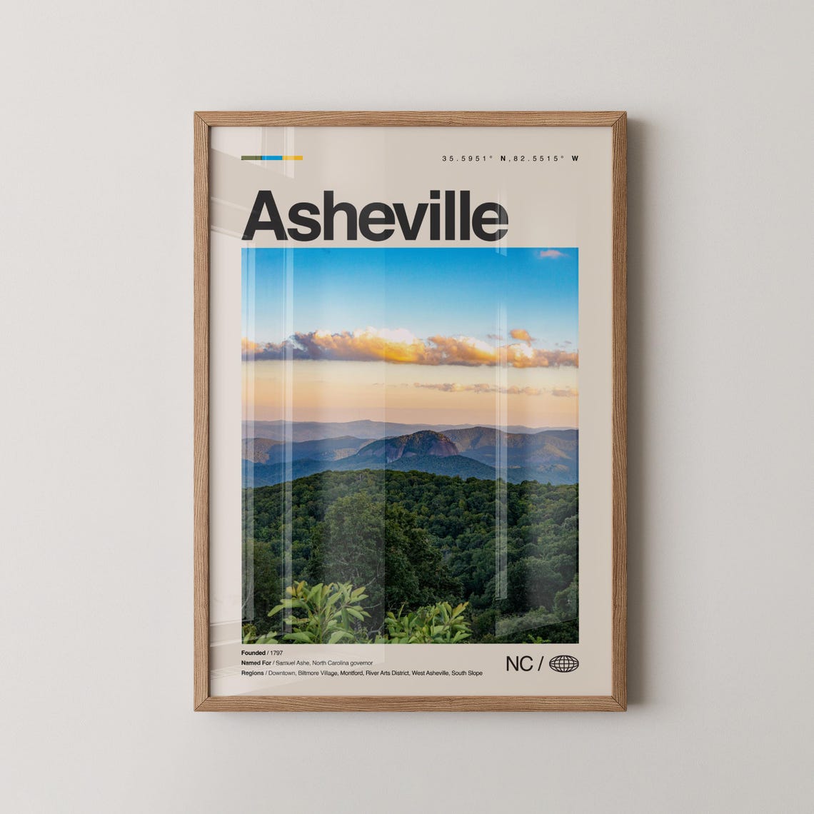 Asheville North Carolina Blue Ridge Mountains Photo Travel Poster