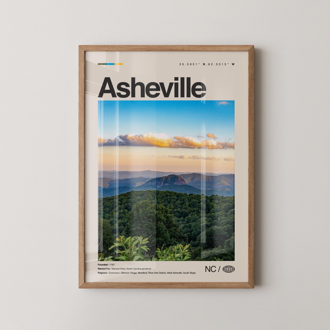 Asheville Print Wall Art Poster Photo Dcor Map North Carolina