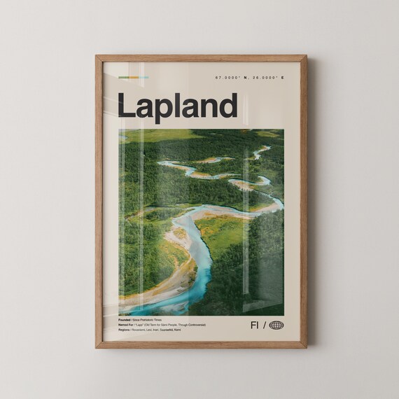 Lapland Print Wall Art Poster Photo Dcor Map Norway Sweden Finland