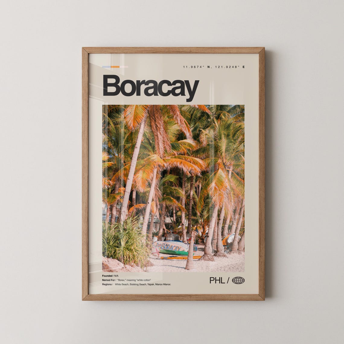 Boracay Philippines Palm Beach Boats Tropical Paradise Travel Poster