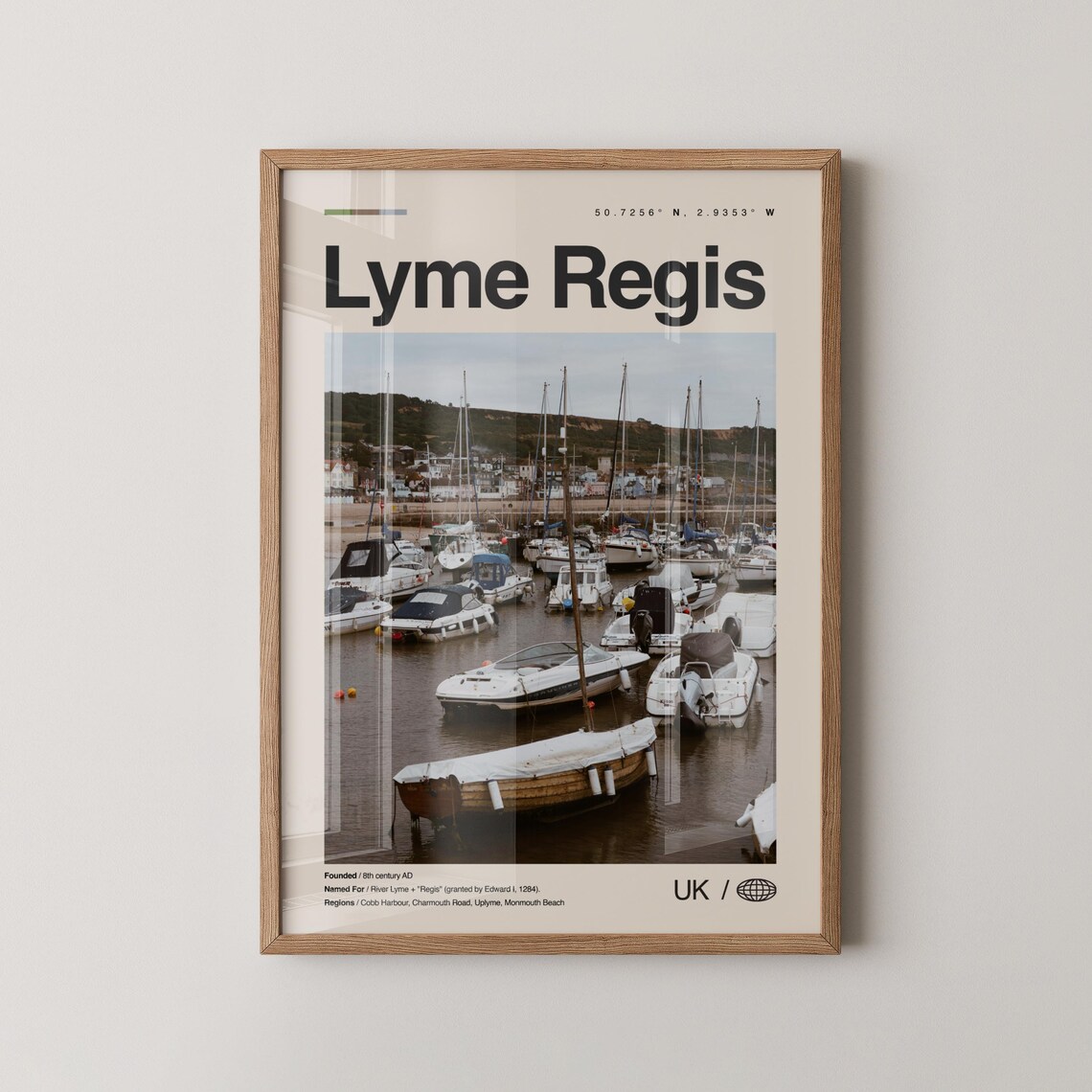 Lyme Regis Dorset Seaside Harbor Boats Photo Travel Art Poster