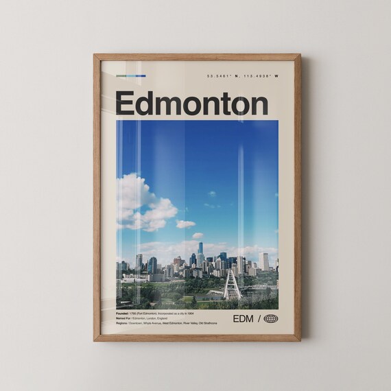Edmonton Alberta Downtown Skyline Daytime Photography Travel Poster
