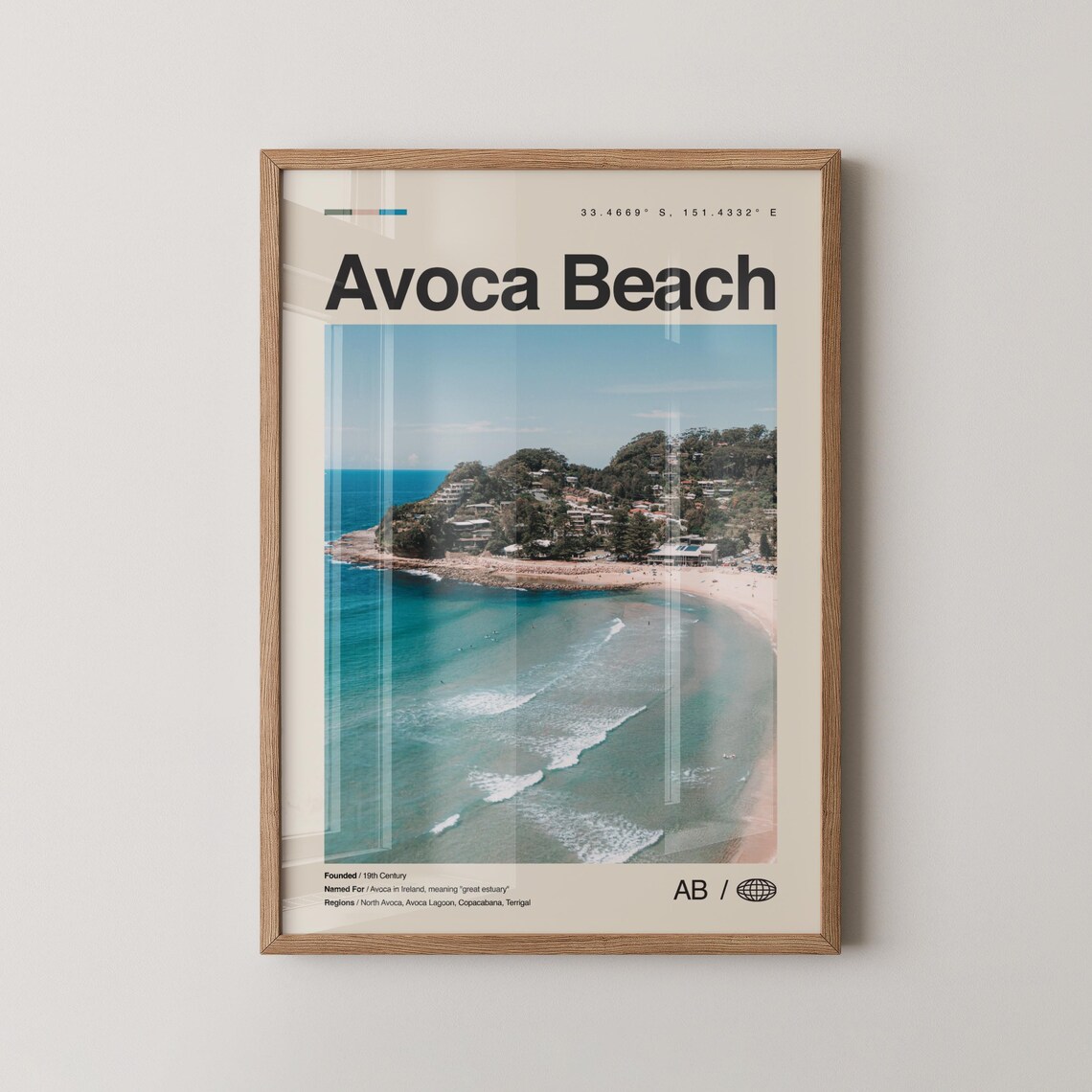 Avoca Beach Travel Poster, New South Wales Australia