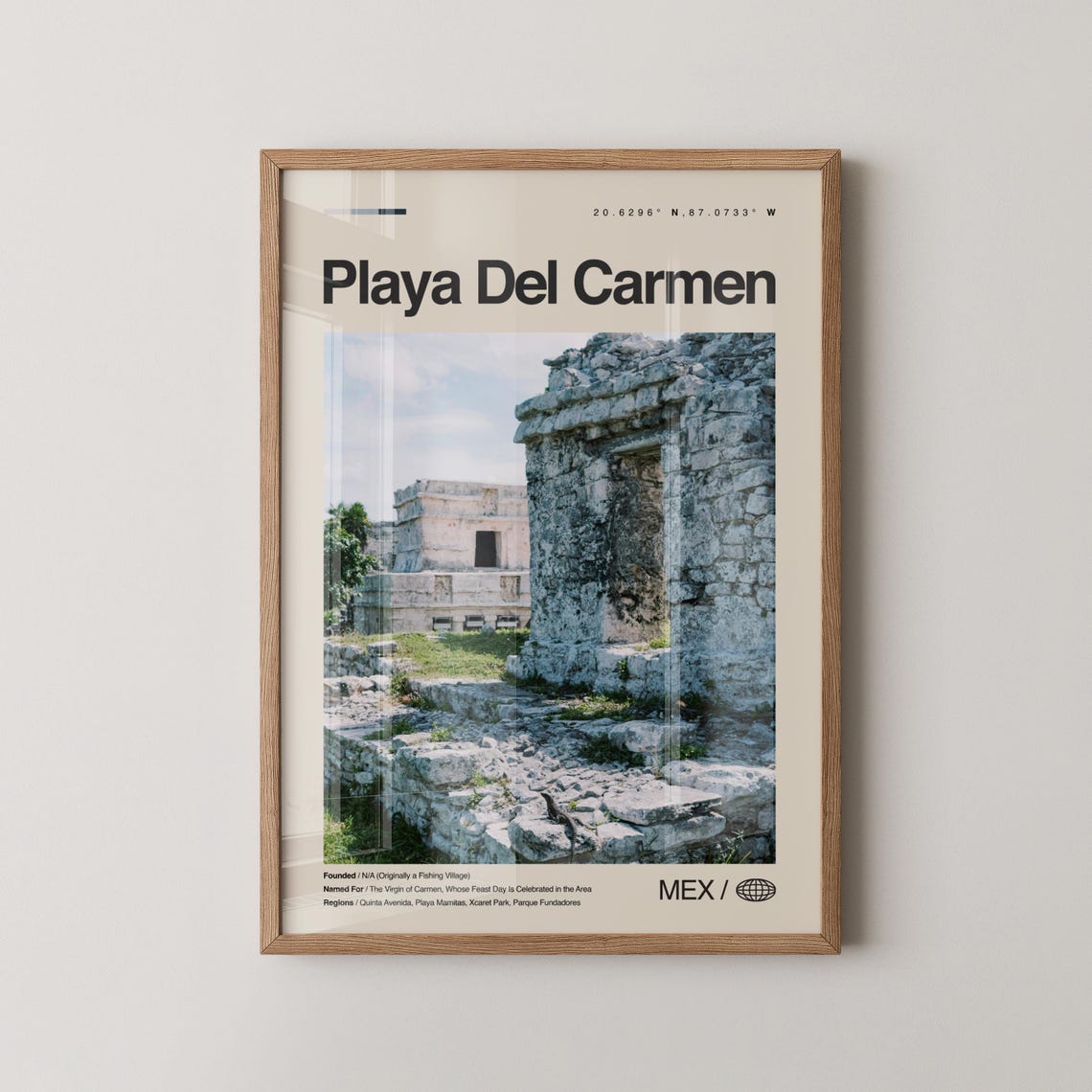 Playa Del Carmen Mexico Ancient Stone Ruins Travel Scene Poster