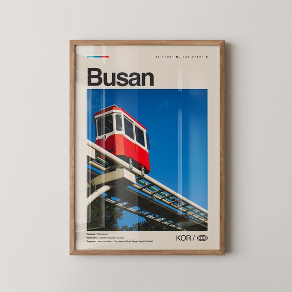 Busan Print South Korea Wall Art Poster Photo Haeundae Beach Gamcheon Culture Village Jagalchi Fish Market