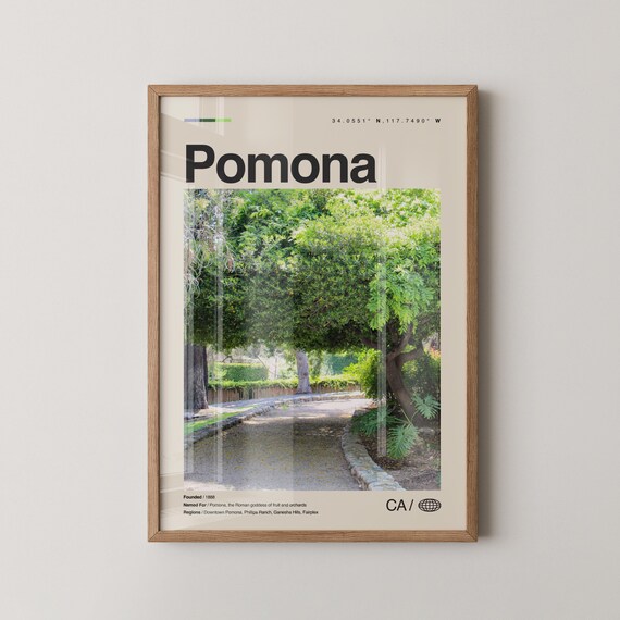 Pomona California Shady Tree Lined Path Minimalist Travel Poster