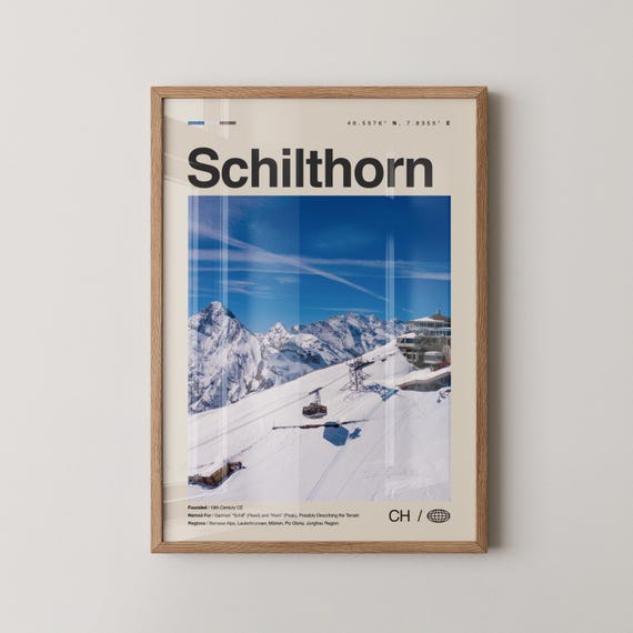 Schilthorn Print Wall Art Poster Photo Dcor Map Switzerland