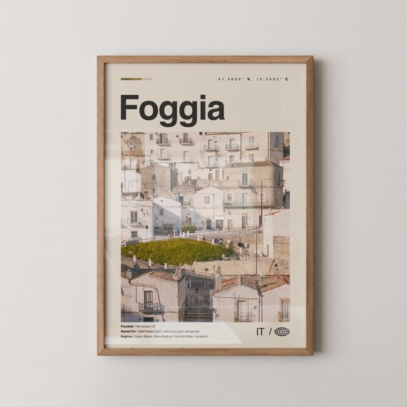 Foggia Print Wall Art Poster Photo Map Decor Italy Italia Fgge Apulia